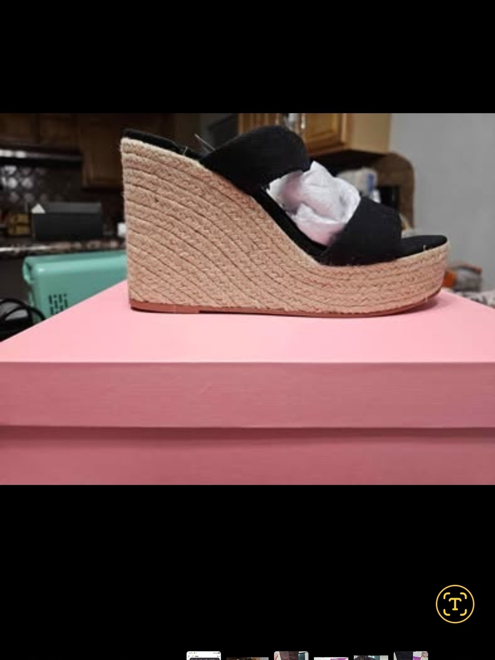 Jessica Simpson Black Suede Espadrille Wedge Slide